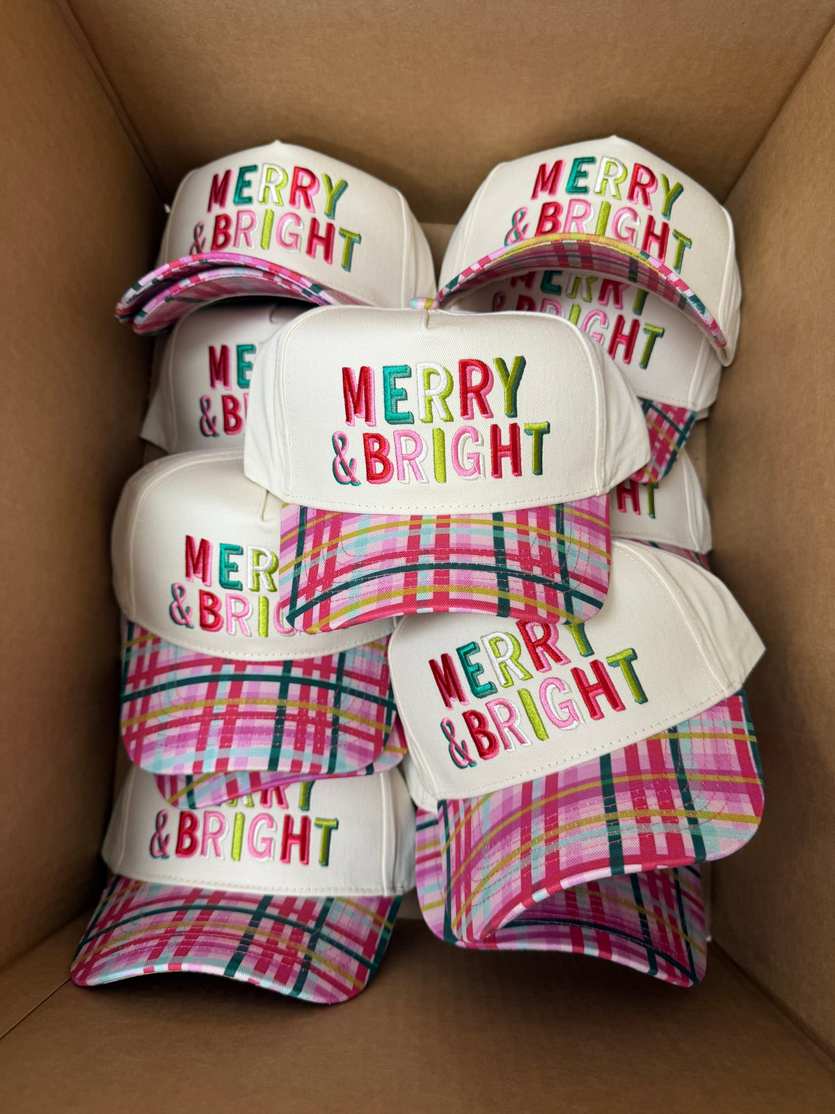 Merry & Bright - Confetti Plaid Trucker Hat