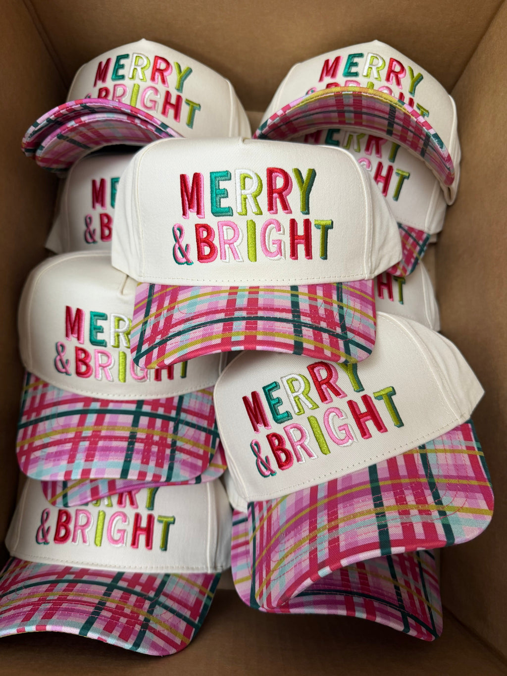 Merry & Bright - Confetti Plaid Trucker Hat