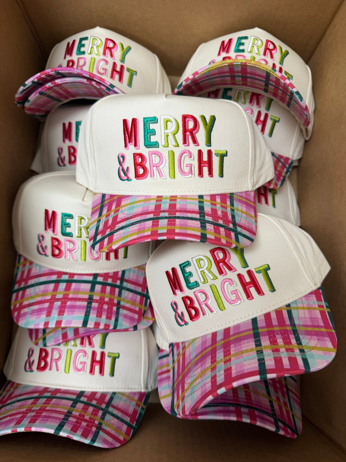 Merry & Bright - Confetti Plaid Trucker Hat