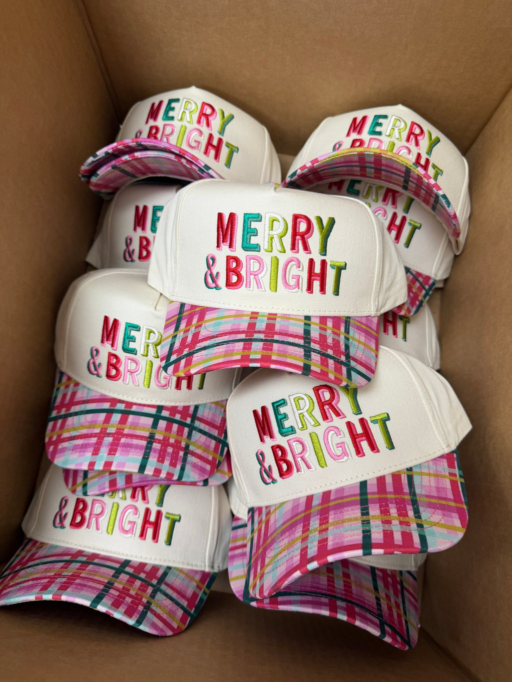Merry & Bright - Confetti Plaid Trucker Hat