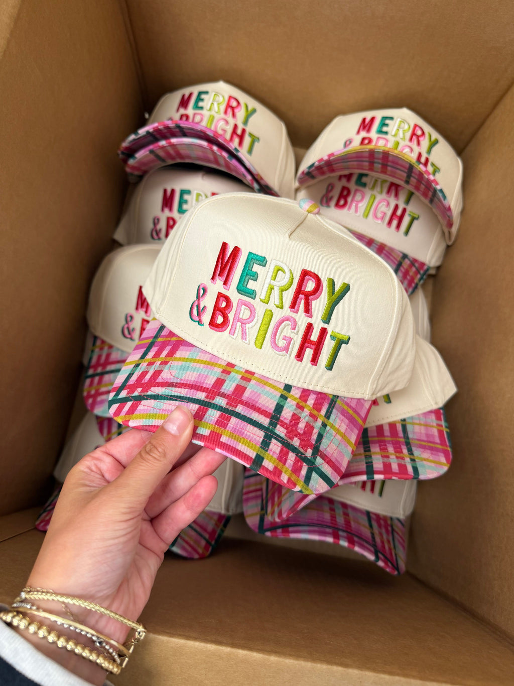 Merry & Bright - Confetti Plaid Trucker Hat