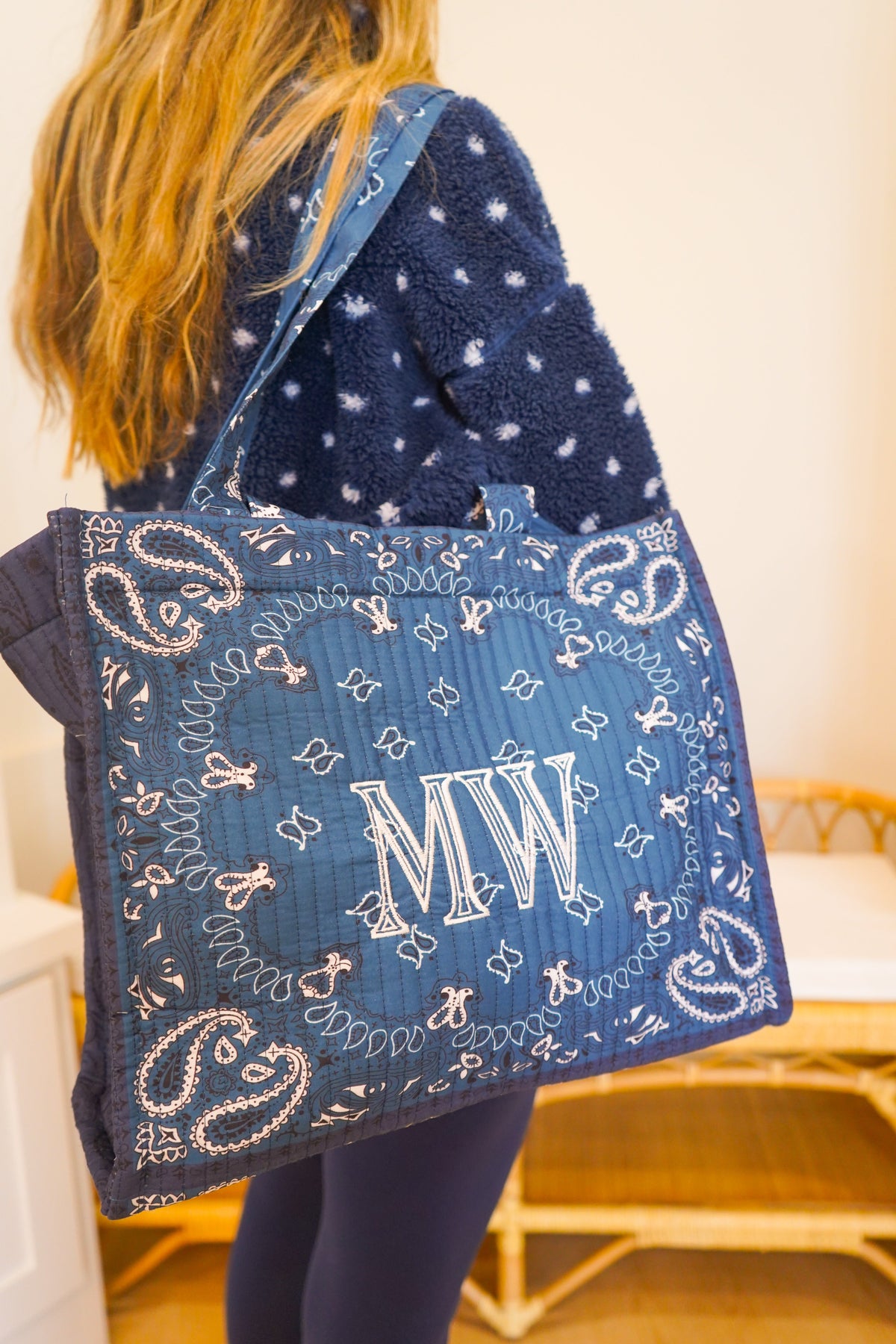 Bandana Paisley Block-Print Quilted Tote Bag
