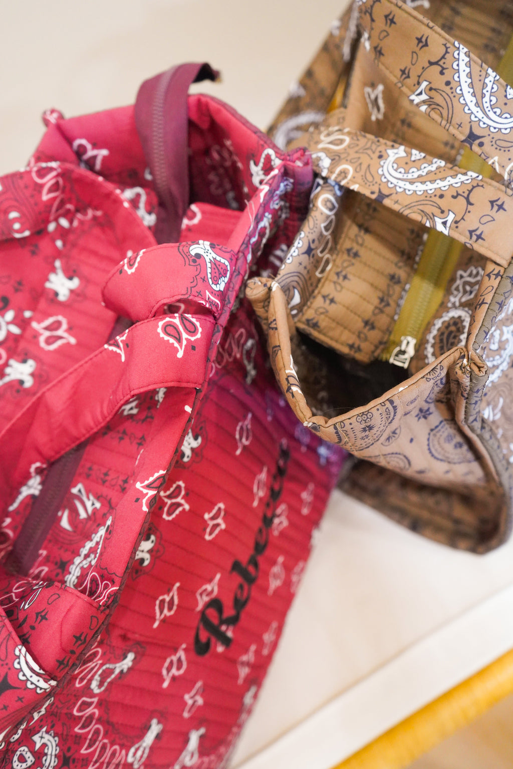Bandana Paisley Block-Print Quilted Tote Bag