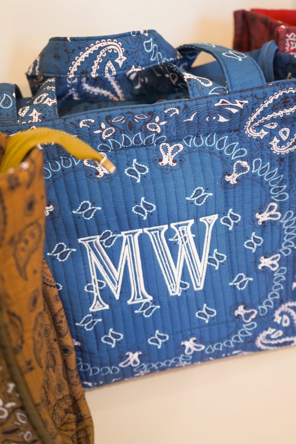 Bandana Paisley Block-Print Quilted Tote Bag