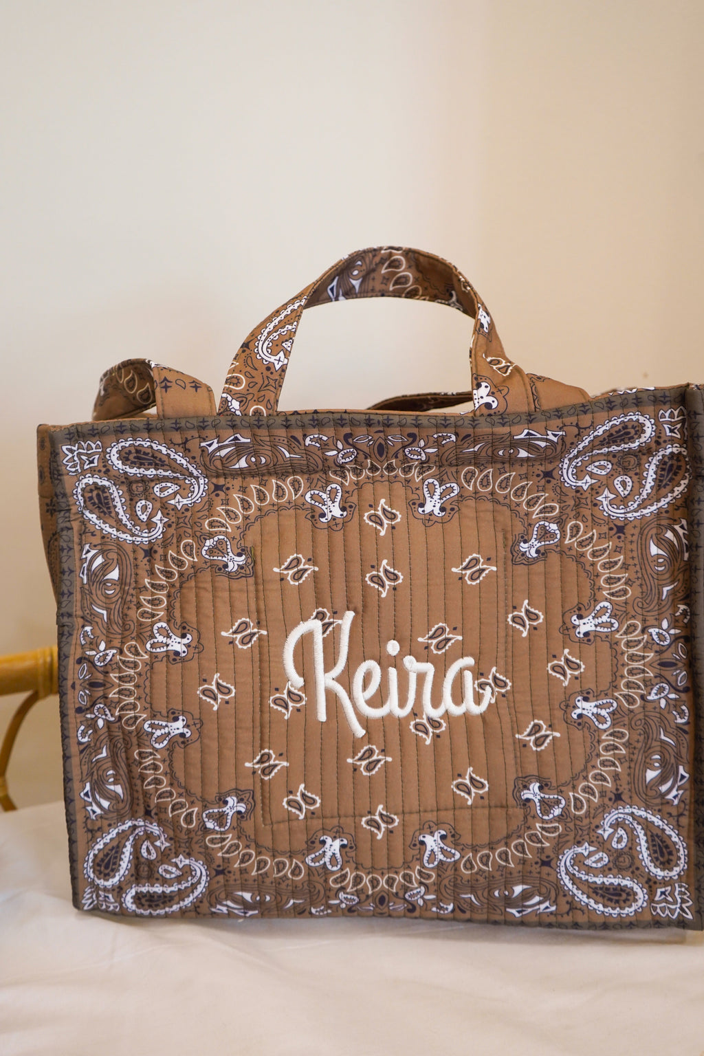 Bandana Paisley Block-Print Quilted Tote Bag