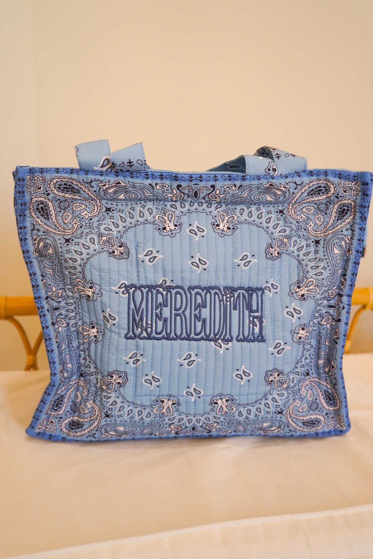 Bandana Paisley Block-Print Quilted Tote Bag