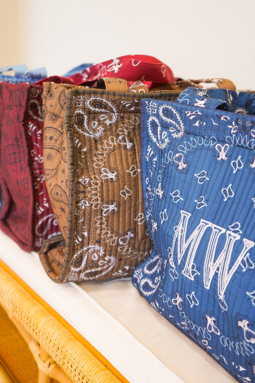Bandana Paisley Block-Print Quilted Tote Bag