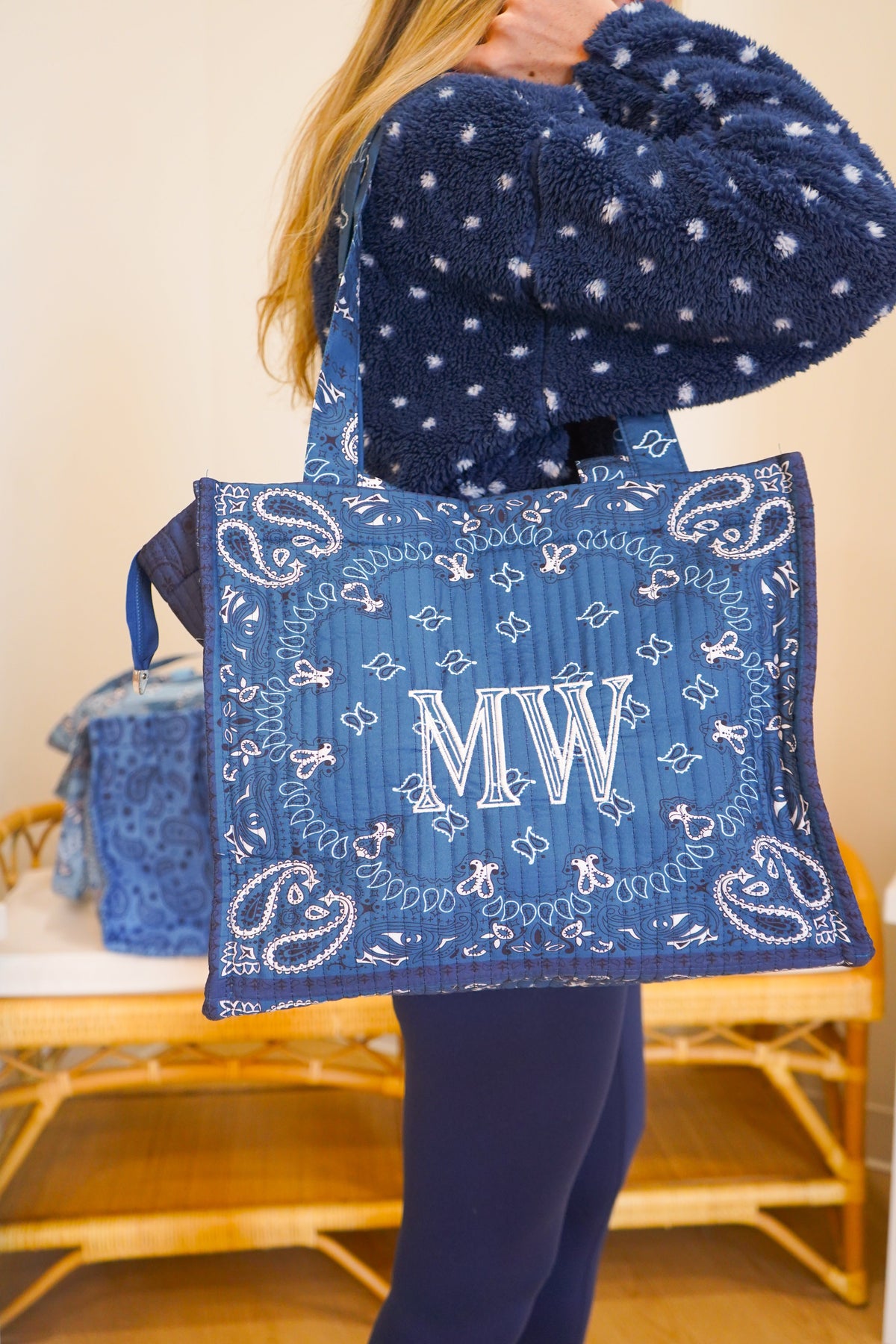 Bandana Paisley Block-Print Quilted Tote Bag