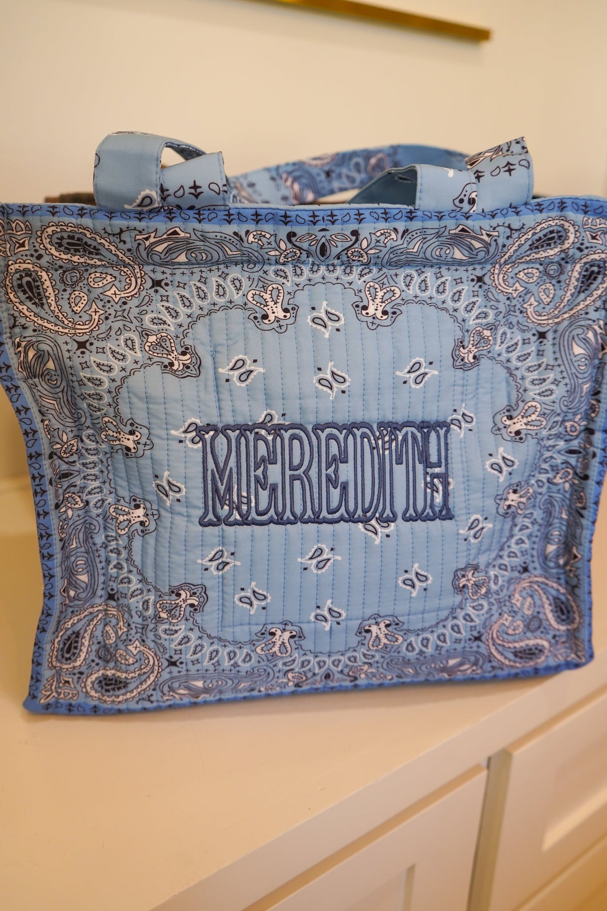 Bandana Paisley Block-Print Quilted Tote Bag