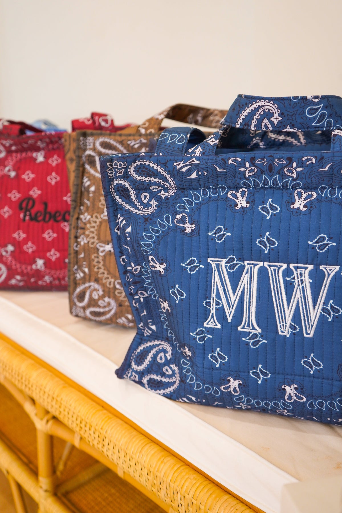 Bandana Paisley Block-Print Quilted Tote Bag