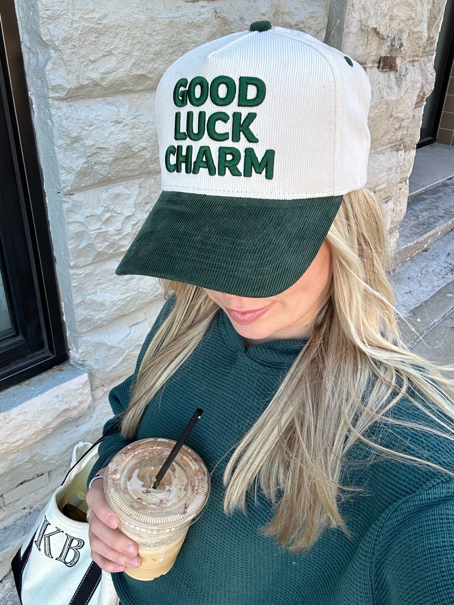 Good Luck Charm - Green Corduroy Vintage Hat