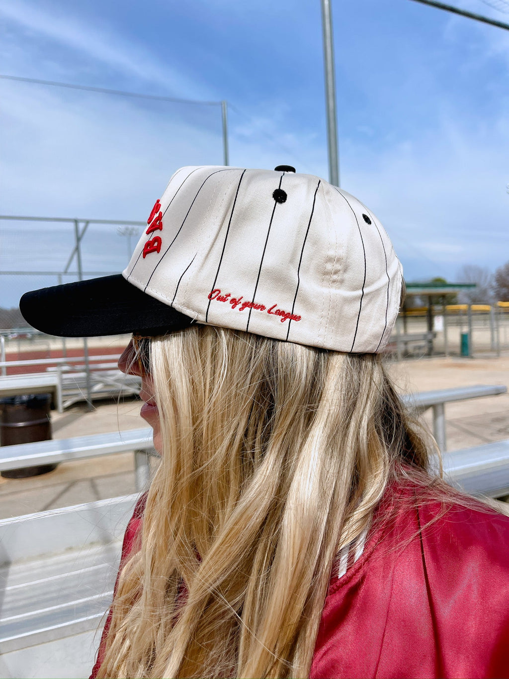 BASEBALL - Red on Black Stripe Vintage Hat - PREORDER