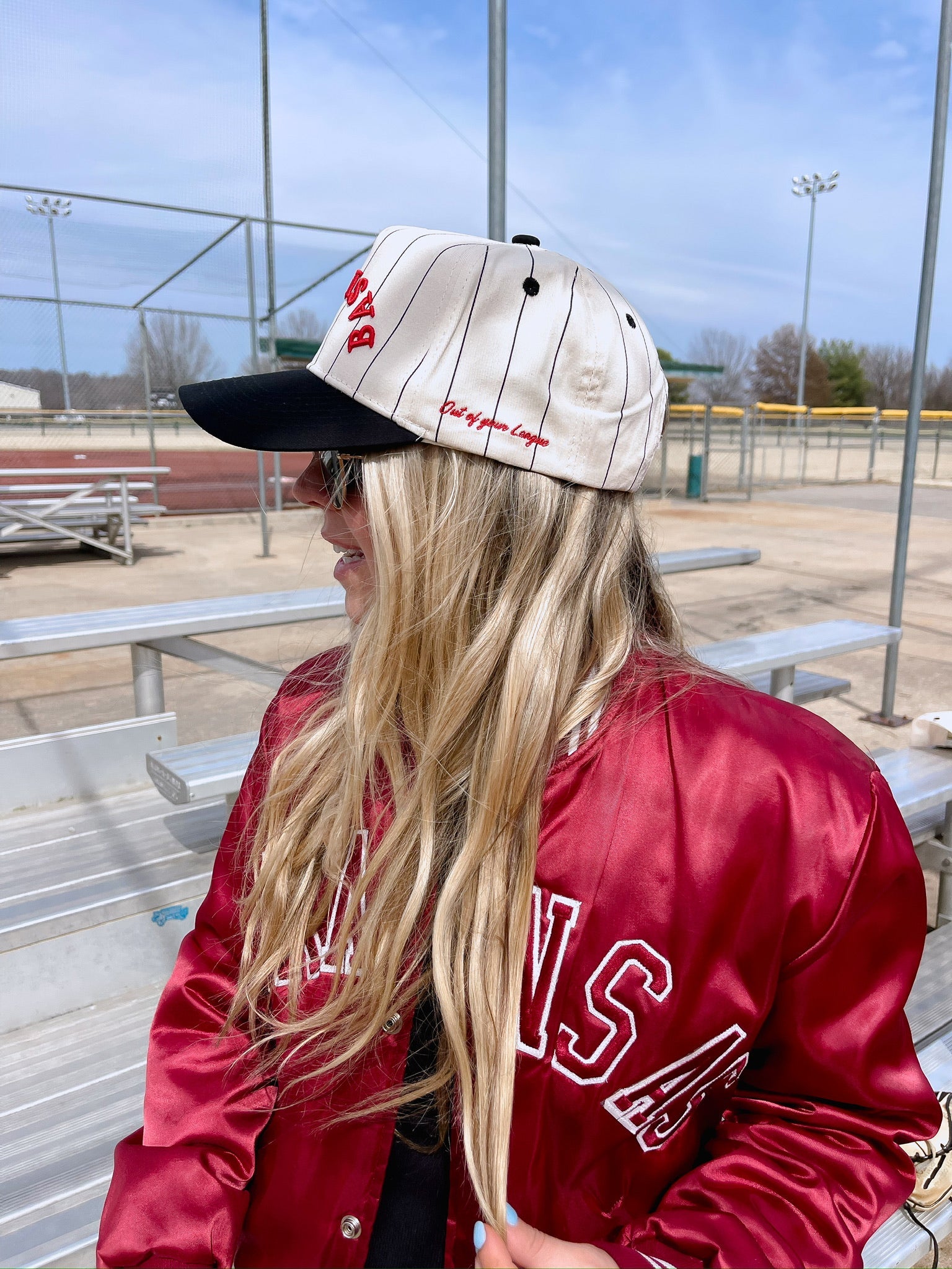 BASEBALL - Red on Black Stripe Vintage Hat - PREORDER