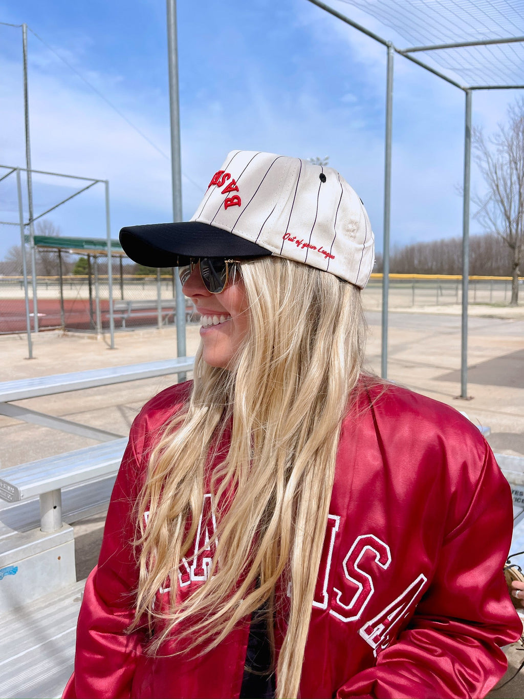 BASEBALL - Red on Black Stripe Vintage Hat - PREORDER