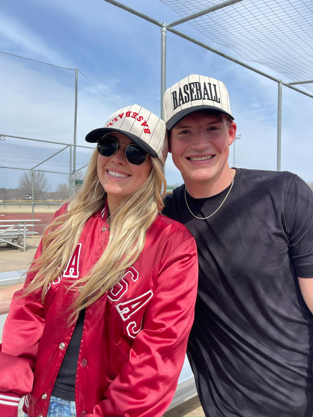 BASEBALL - Red on Black Stripe Vintage Hat - PREORDER