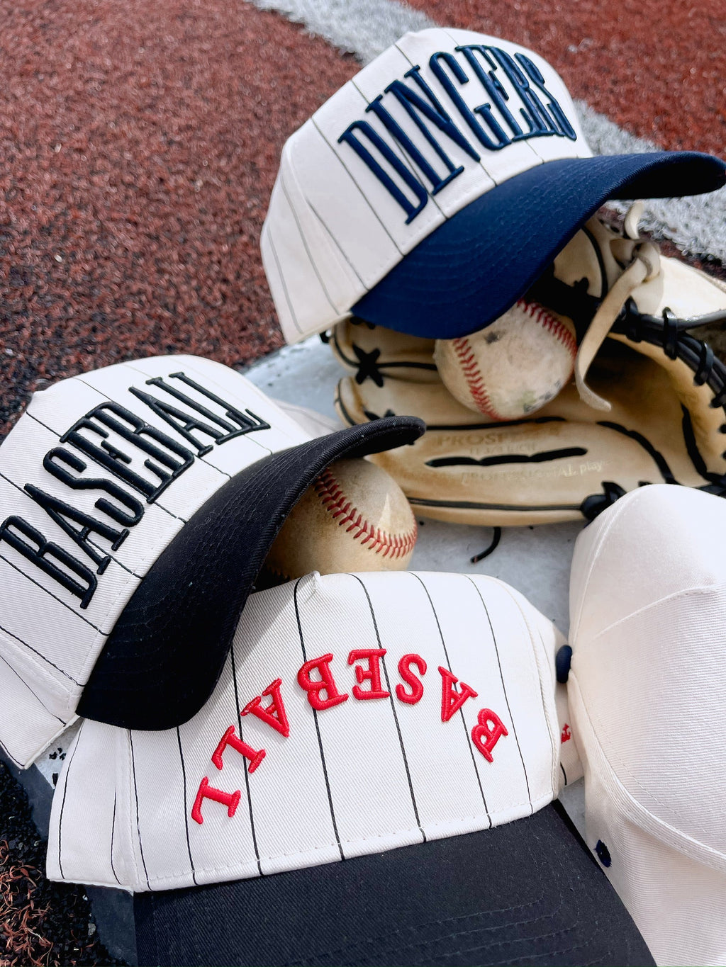 BASEBALL - Red on Black Stripe Vintage Hat - PREORDER