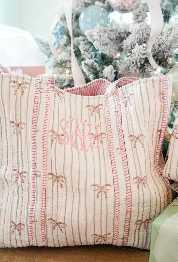 Quilted Block-Print Tote Bag
