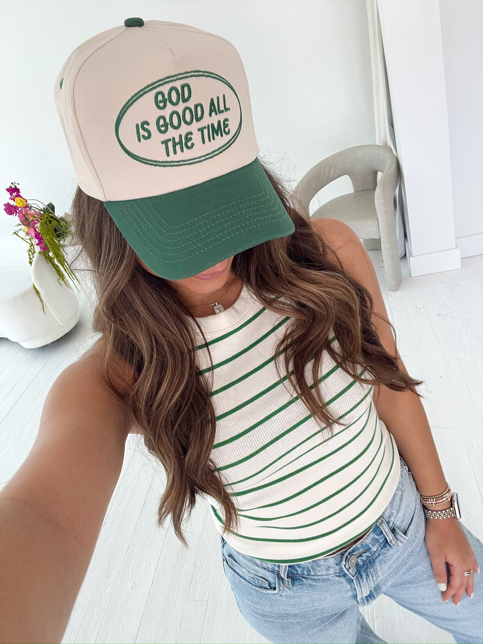 God is Good - Green Vintage Trucker Hat