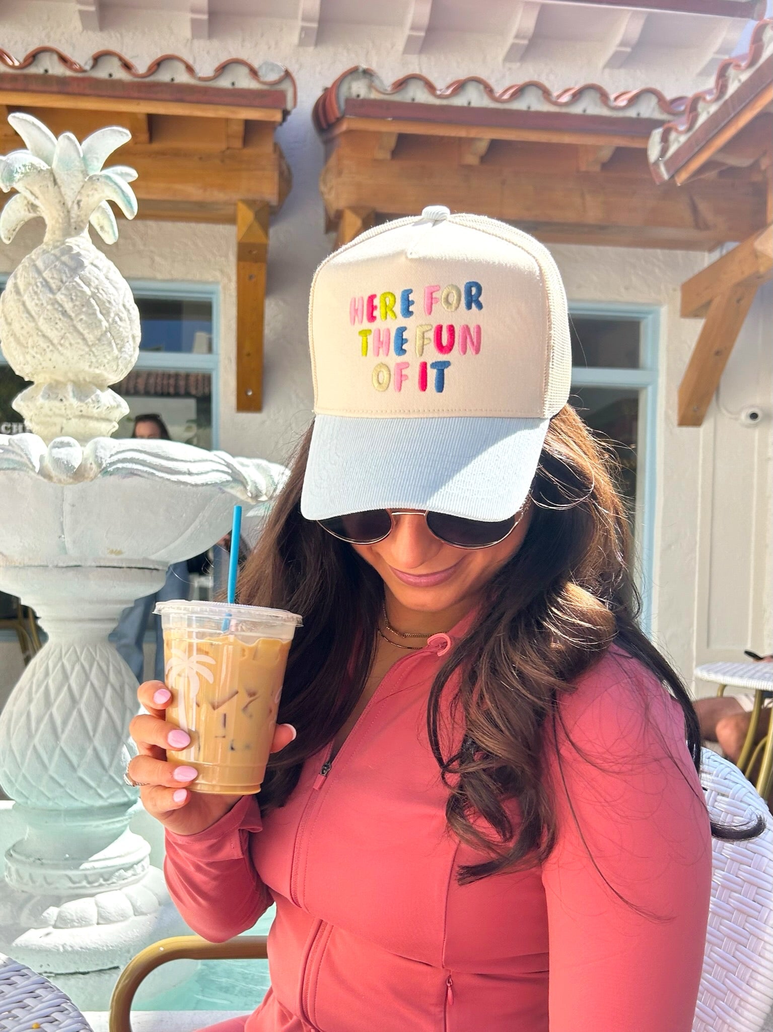 Here for the Fun of it - Baby Blue Corduroy Trucker Hat - PREORDER