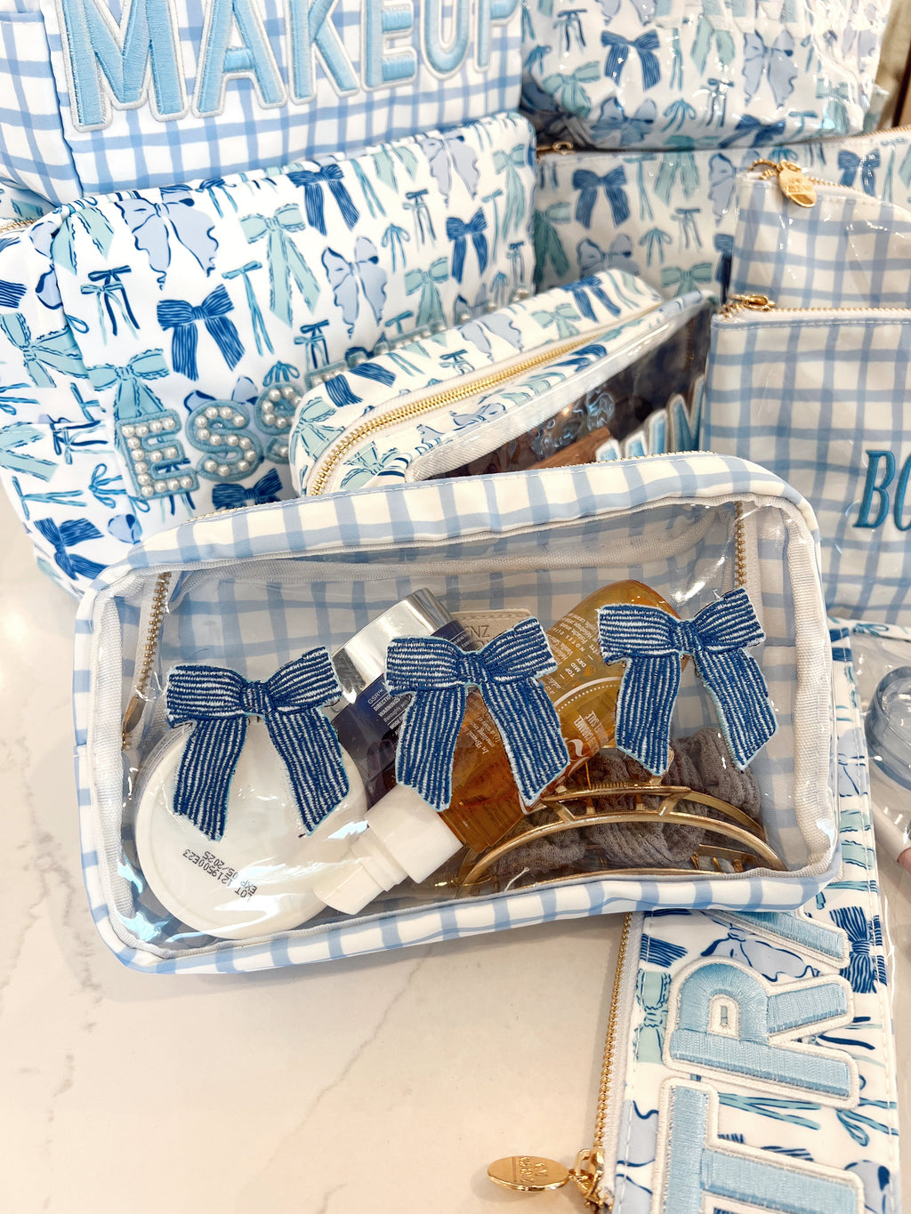 3 Bows - Blue Trellis Bag