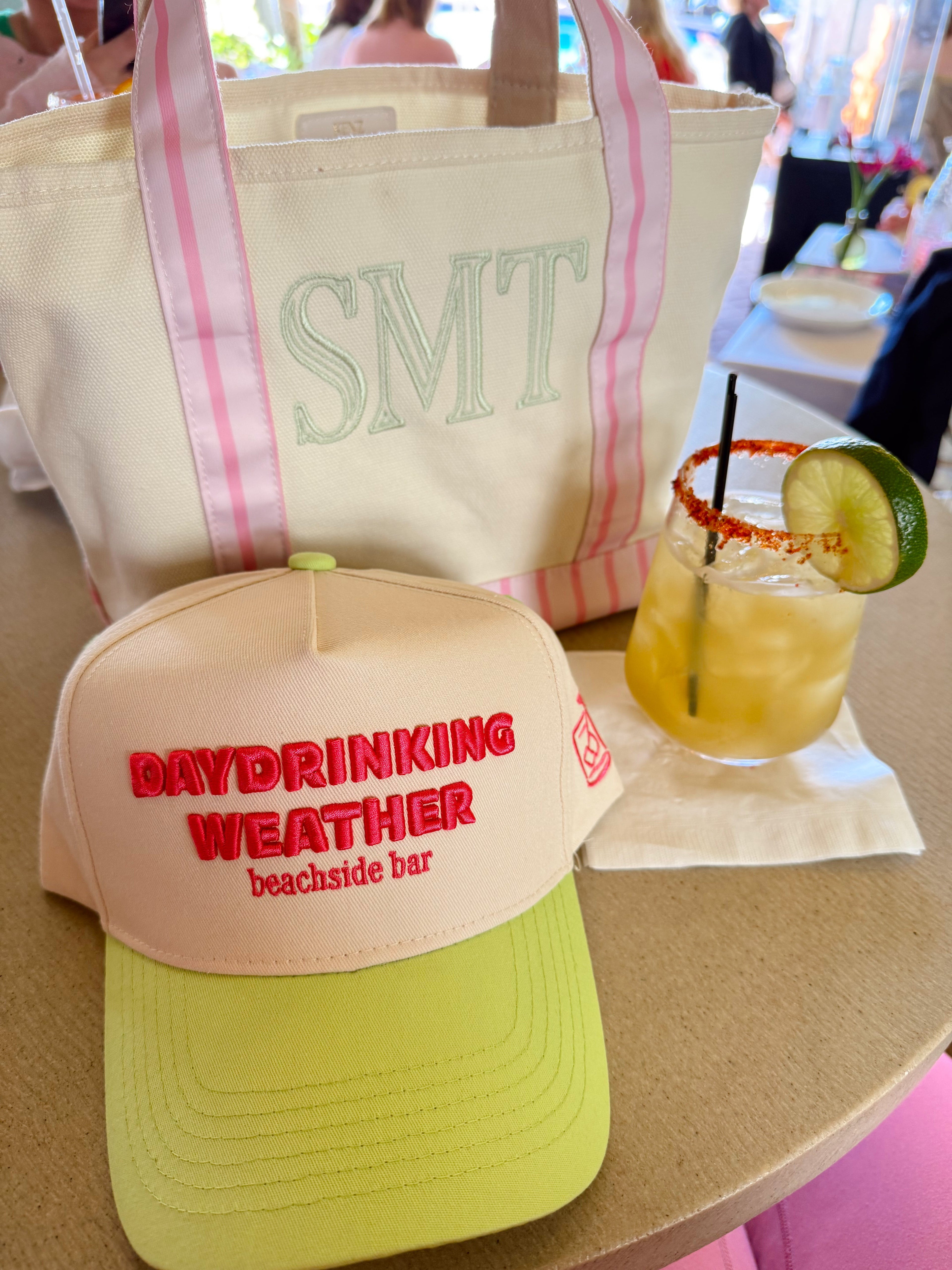 Day Drinking Weather - Lime Green Trucker Hat