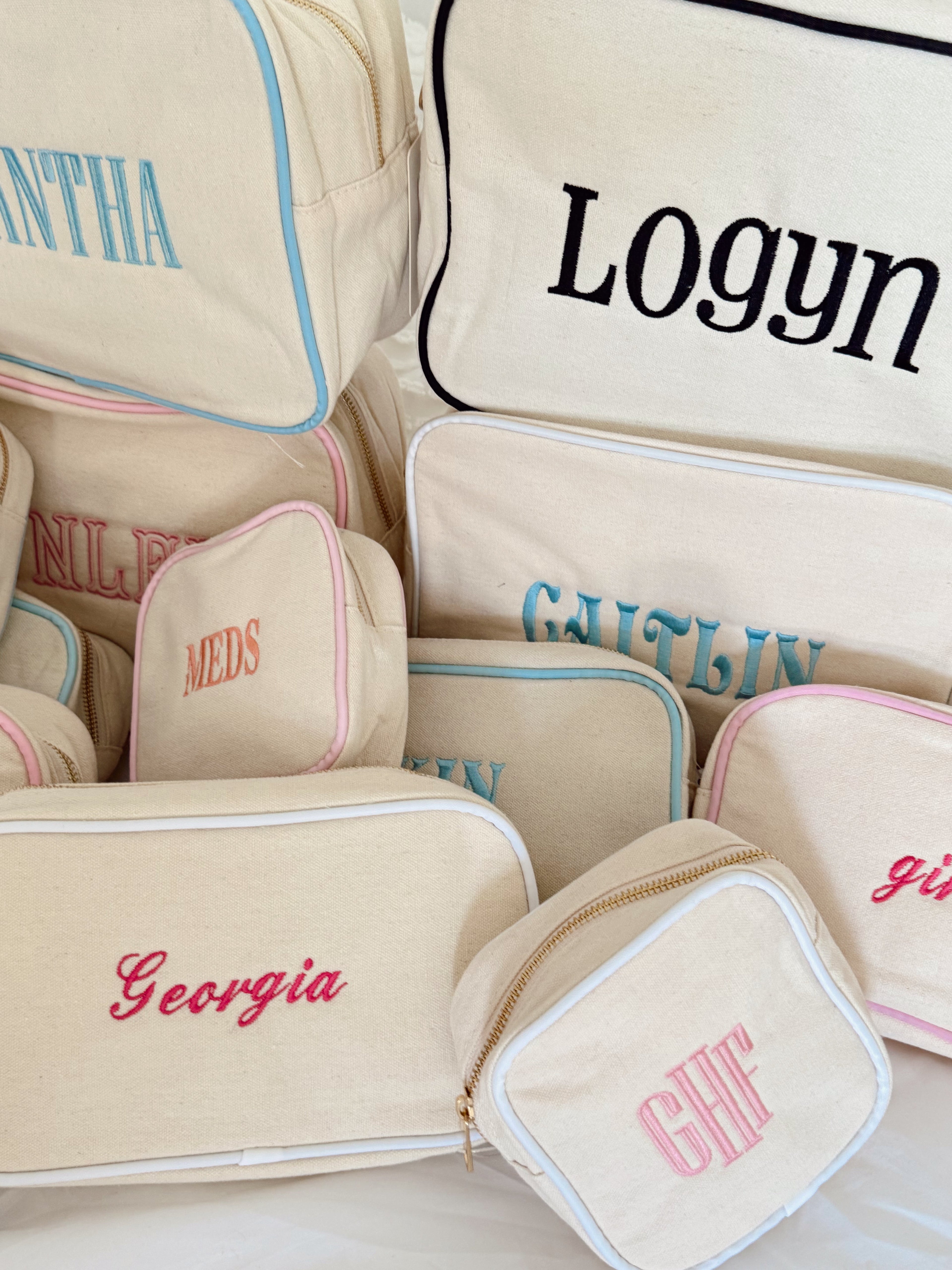 Canvas Makeup Bag Collection - PLAIN NO EMBROIDERY