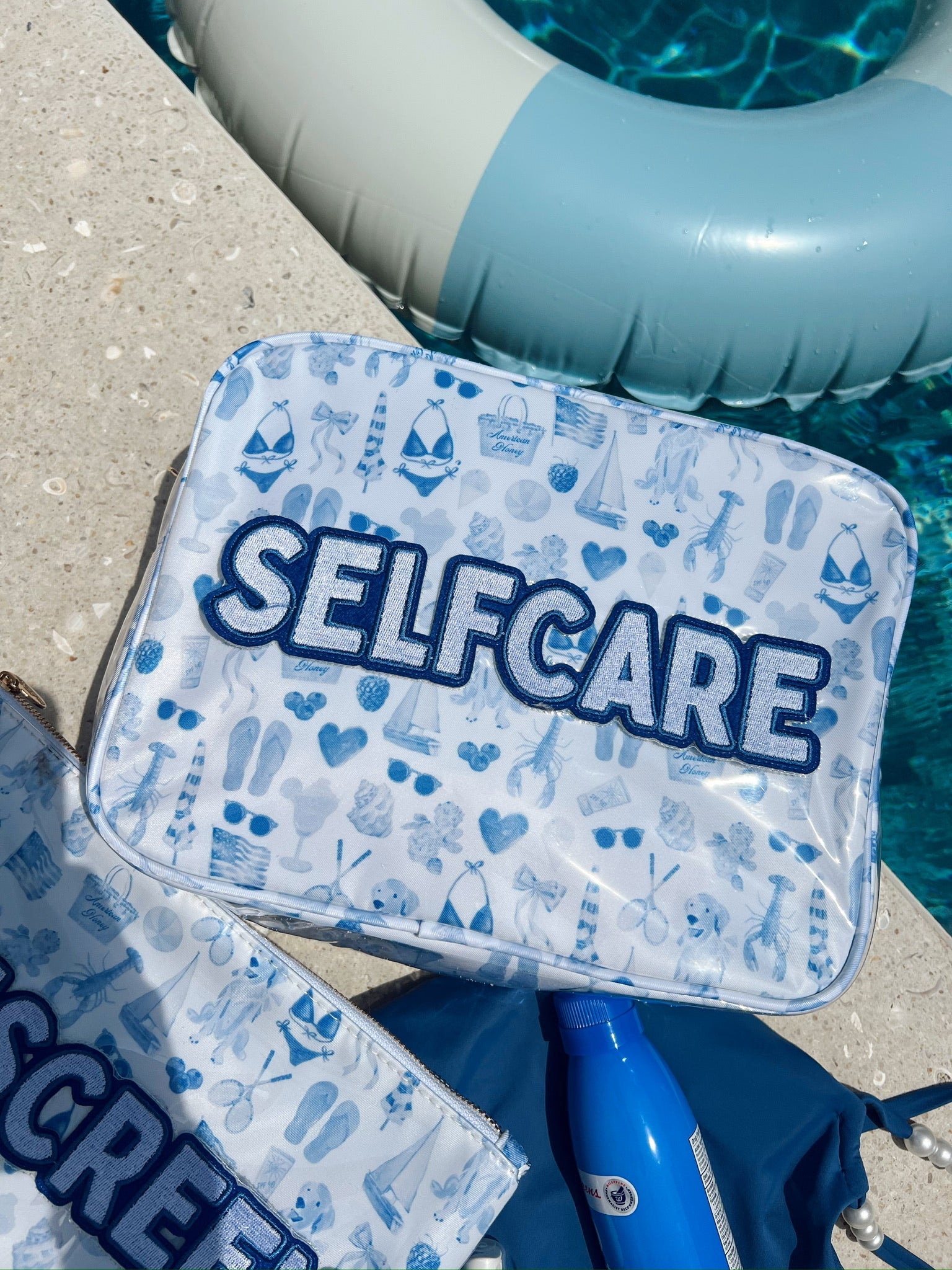 Self Care - Blue Americana Clear Coat XL Bag