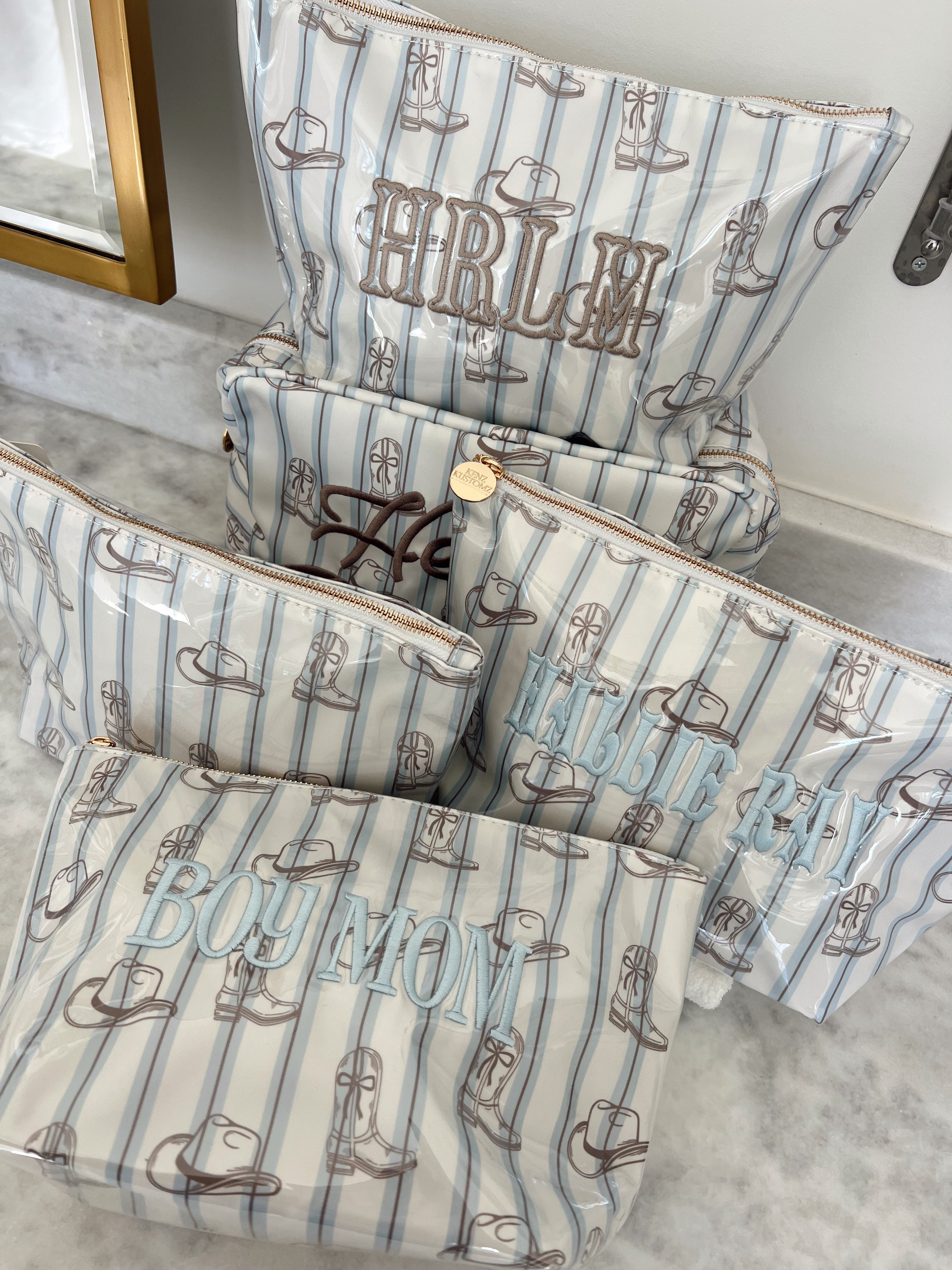 Western Blues Striped - Clear Coat Bag For Embroidery