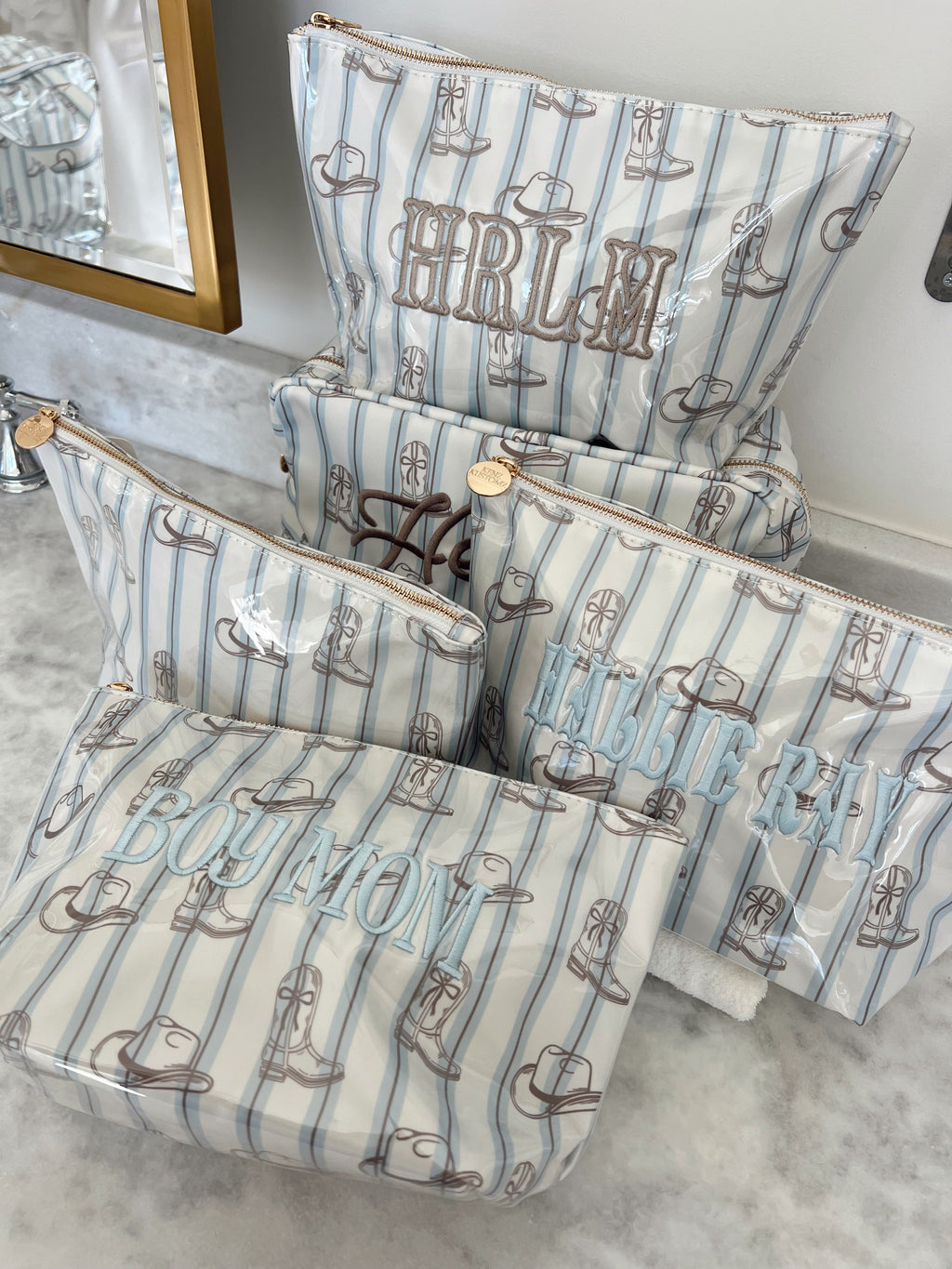 Western Blues Striped - Clear Coat Bag For Embroidery