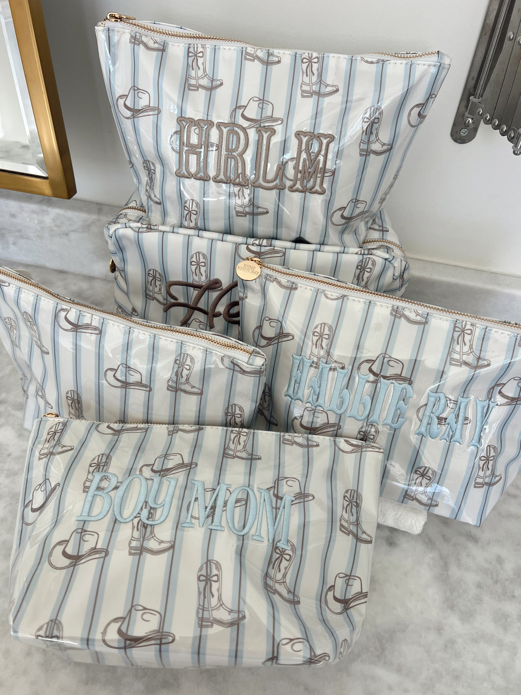 Western Blues Striped - Clear Coat Bag For Embroidery