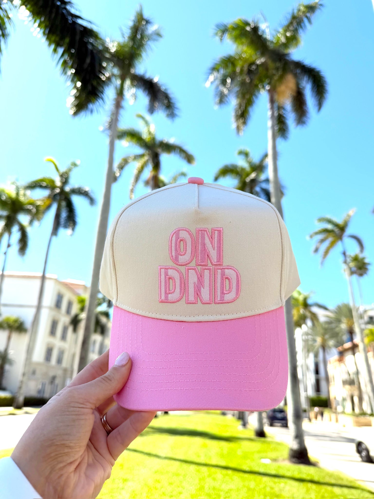 ON DND - Pink Vintage Trucker Hat