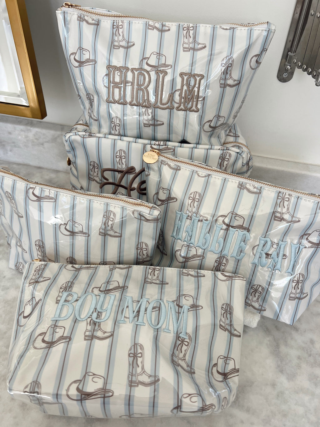 Western Blues Striped - Clear Coat Bag For Embroidery