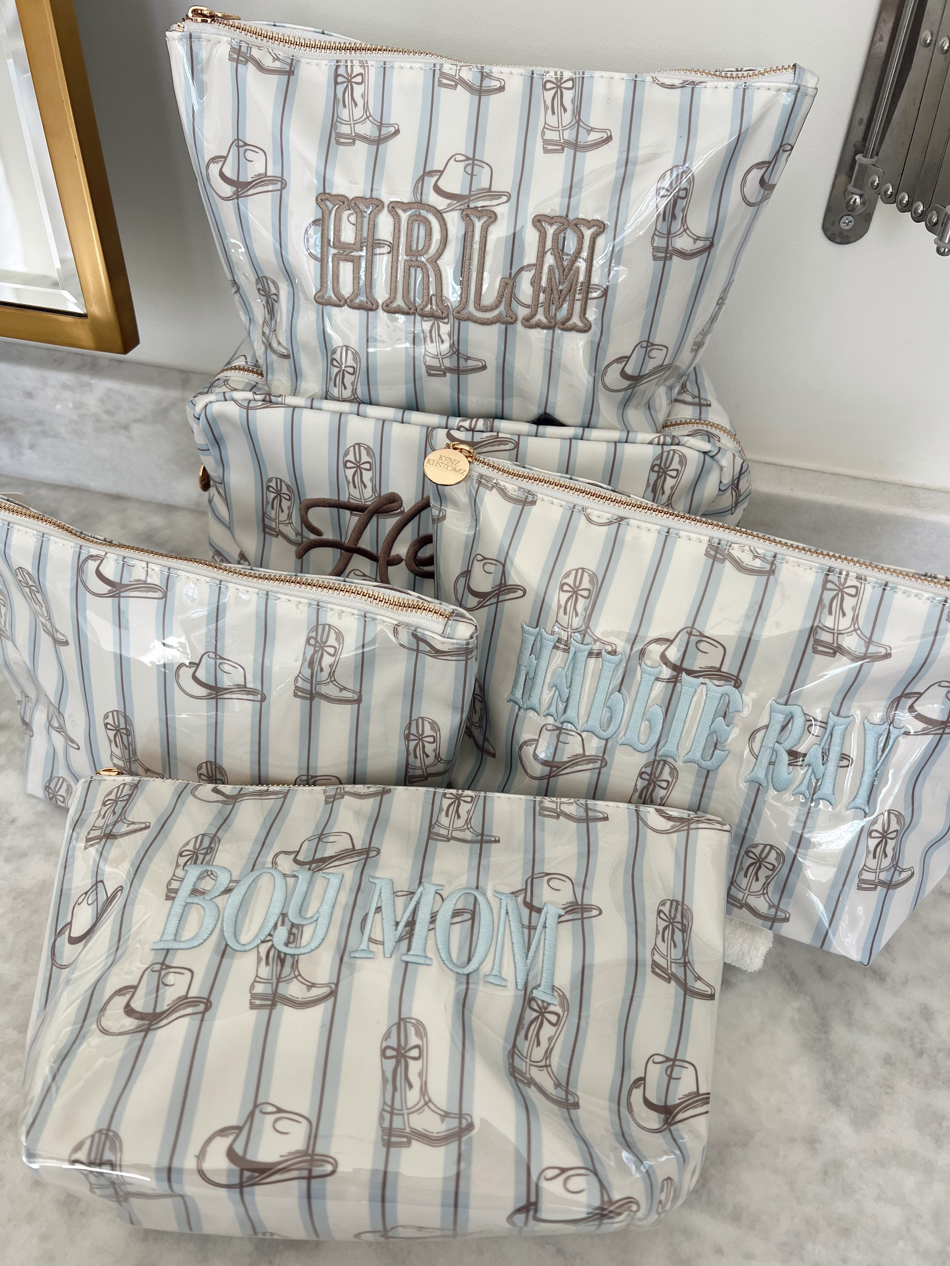 Western Blues Striped - Clear Coat Bag For Embroidery