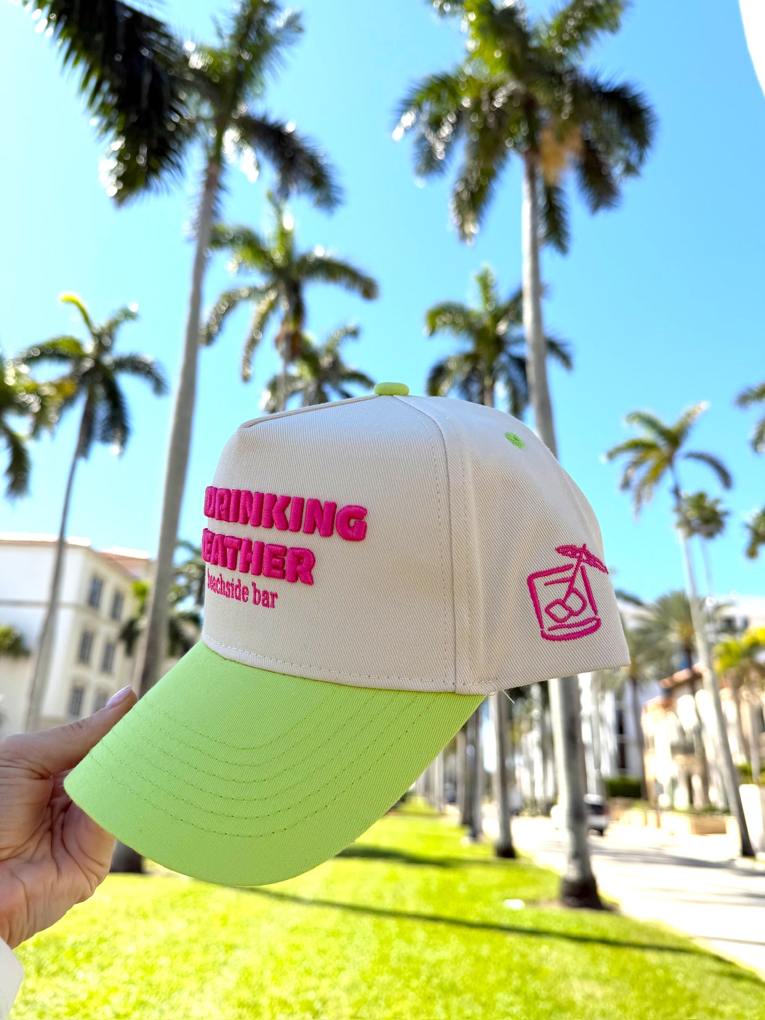 Day Drinking Weather - Lime Green Trucker Hat