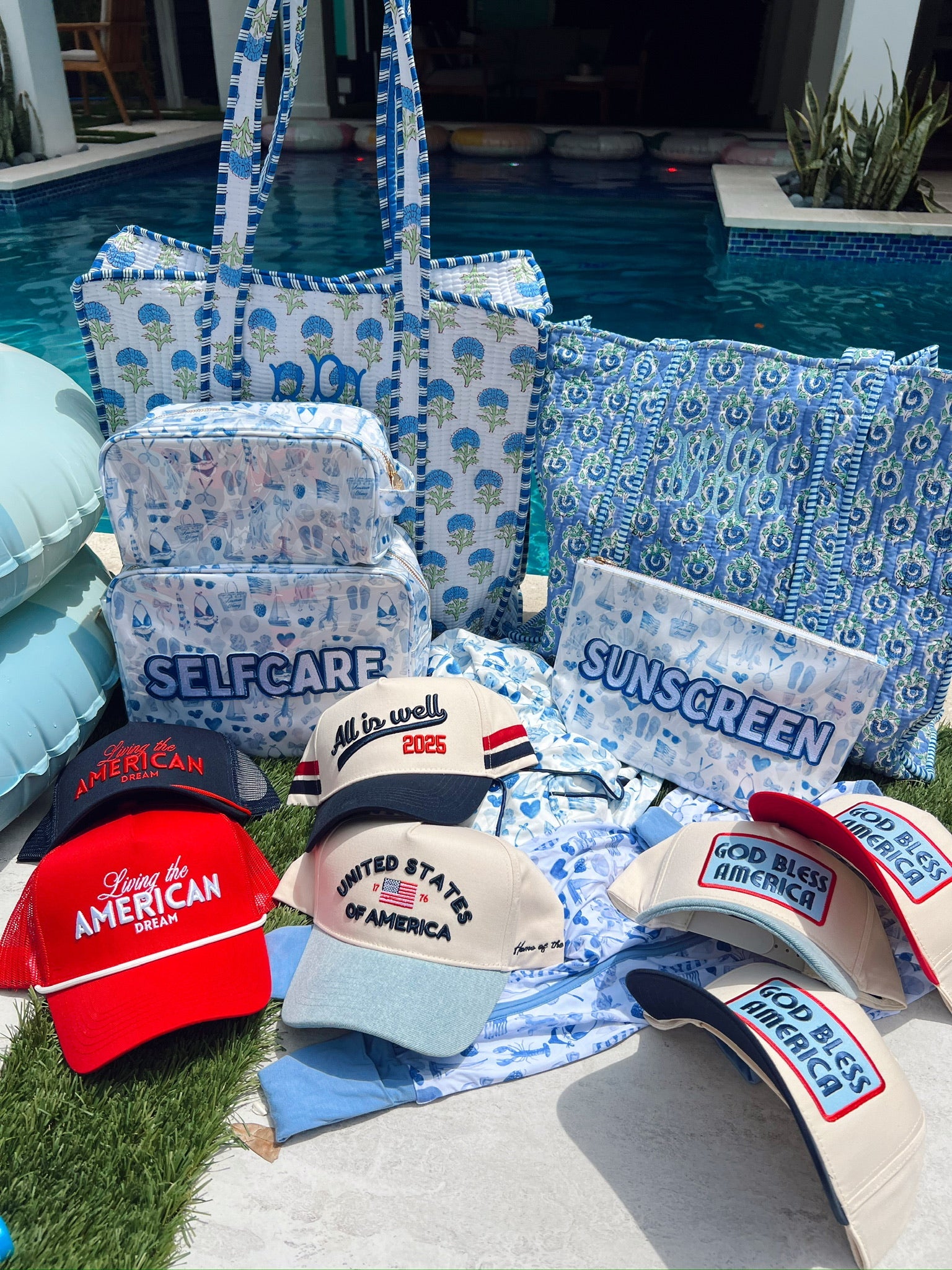 Self Care - Blue Americana Clear Coat XL Bag